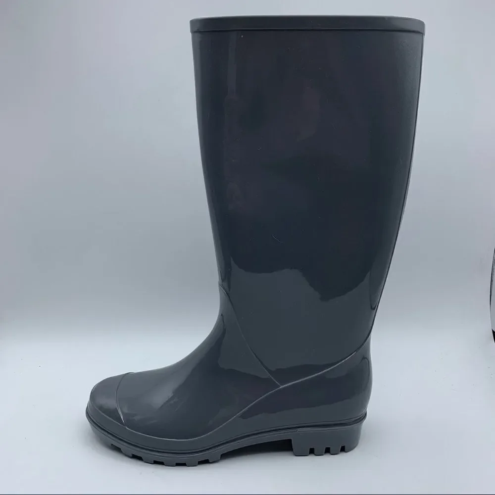Polar Glossy Gray‎ Mid-Calf Rain Boots Sz 7